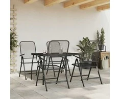 Lauko baldų komplektas Sodo valgomojo baldų komplektas, 5 dalių, antracito, metalas