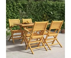 Lauko baldų komplektas Sodo valgomojo baldų komplektas, 5 dalių, tikmedžio masyvas