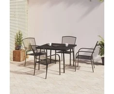 Lauko baldų komplektas Sodo valgomojo baldų komplektas, 5 dalių, antracito, plienas