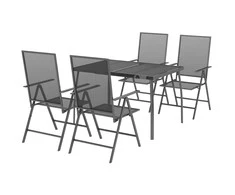 Lauko baldų komplektas Sodo valgomojo baldų komplektas, 5 dalių, antracito, plienas