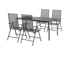 Lauko baldų komplektas Sodo valgomojo baldų komplektas, 5 dalių, antracito, plienas