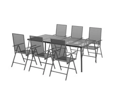 Lauko baldų komplektas Sodo valgomojo baldų komplektas, 7 dalių, antracito, plienas