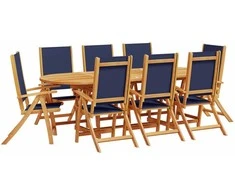Lauko baldų komplektas Sodo valgomojo komplektas, 9 dalių, akacija ir tekstilenas