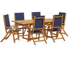 Lauko baldų komplektas Sodo valgomojo komplektas, 7 dalių, akacija ir tekstilenas