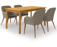 Lauko baldų komplektas Sodo valgomojo komplektas, 5 dalių, rudas (147876+2x44156)