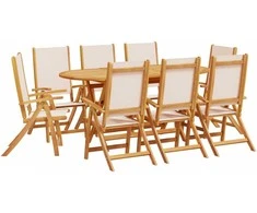 Lauko baldų komplektas Sodo valgomojo komplektas, 9 dalių, akacija ir tekstilenas