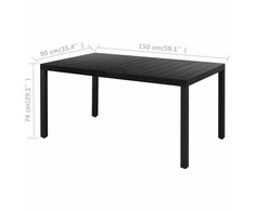 Lauko baldų komplektas Sodo valgomojo komplektas, 7 dalių, juodas, PVC ratanas