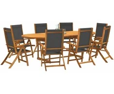Lauko baldų komplektas Sodo valgomojo komplektas, 9 dalių, akacija ir tekstilenas