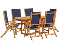 Lauko baldų komplektas Sodo valgomojo komplektas, 7 dalių, akacija ir tekstilenas