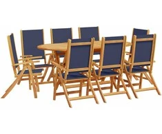 Lauko baldų komplektas Sodo valgomojo komplektas, 9 dalių, akacija ir tekstilenas