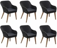 Lauko baldų komplektas Sodo valgomojo komplektas, 7 dalių, juodas (147877+3x44153)
