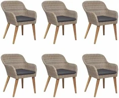 Lauko baldų komplektas Sodo valgomojo komplektas, 7 dalių, rudas (147877+3x44156)