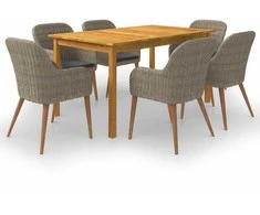 Lauko baldų komplektas Sodo valgomojo komplektas, 7 dalių, rudas (147876+3x44156)