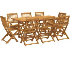 Lauko baldų komplektas Sodo valgomojo komplektas, 9 dalių, 180x90x75 cm, akacija