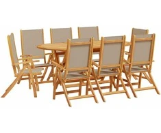 Lauko baldų komplektas Sodo valgomojo komplektas, 9 dalių, akacija ir tekstilenas
