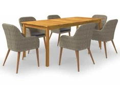 Lauko baldų komplektas Sodo valgomojo komplektas, 7 dalių, rudas (147877+3x44156)