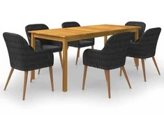 Lauko baldų komplektas Sodo valgomojo komplektas, 7 dalių, juodas (147877+3x44153)