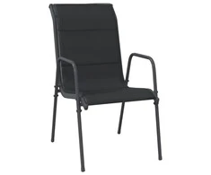 Lauko baldų komplektas Sodo valgomojo komplektas, 3 dalių, juodas, plienas/tekstilenas