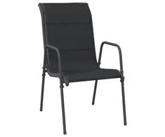 Lauko baldų komplektas Sodo valgomojo komplektas, 7 dalių, juodas, plienas/tekstilenas