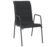 Lauko baldų komplektas Sodo valgomojo komplektas, 5 dalių, juodas, plienas/tekstilenas