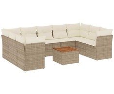Sofa Sofos komplektas su pagalvėlėmis, 10 dalių, smėlio, poliratanas