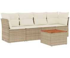 Sofa Sofos komplektas su pagalvėlėmis, 5 dalių, smėlio, poliratanas