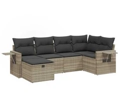 Sofa Sofos komplektas su pagalvėlėmis, 6 dalių, pilkas, poliratanas