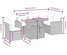 Sofa Sofos komplektas su pagalvėlėmis, 6 dalių, smėlio, poliratanas