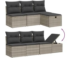 Sofa Sofos komplektas su pagalvėlėmis, 9 dalių, pilkas, poliratanas