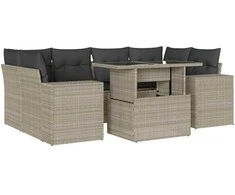 Sofa Sofos komplektas su pagalvėlėmis, 7 dalių, pilkas, poliratanas