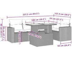 Lauko baldų komplektas Sofos komplektas su pagalvėlėmis, 6 dalių, pilkas, poliratanas