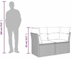 Lauko baldų komplektas Sofos komplektas su pagalvėlėmis, 9 dalių, pilkas, poliratanas