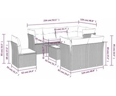 Sofa Sofos komplektas su pagalvėlėmis, 9 dalių, pilkas, poliratanas
