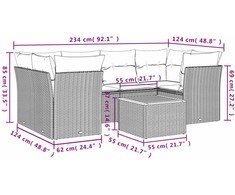 Sofa Sofos komplektas su pagalvėlėmis, 7 dalių, smėlio, poliratanas