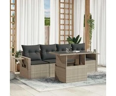 Sofa Sofos komplektas su pagalvėlėmis, 5 dalių, pilkas, poliratanas