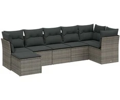 Sofa Sofos komplektas su pagalvėlėmis, 7 dalių, pilkas, poliratanas