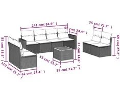 Sofa Sofos komplektas su pagalvėlėmis, 9 dalių, smėlio, poliratanas