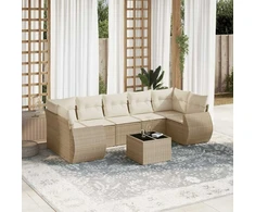Sofa Sofos komplektas su pagalvėlėmis, 8 dalių, smėlio, poliratanas