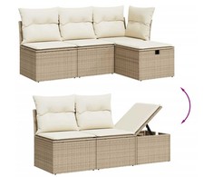 Sofa Sofos komplektas su pagalvėlėmis, 6 dalių, smėlio, poliratanas