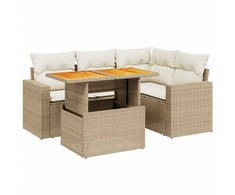 Sofa Sofos komplektas su pagalvėlėmis, 5 dalių, smėlio, poliratanas