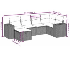 Sofa Sofos komplektas su pagalvėlėmis, 6 dalių, smėlio, poliratanas