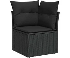 Sofa Sofos komplektas su pagalvėlėmis, 7 dalių, juodas, poliratanas
