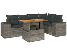 Sofa Sofos komplektas su pagalvėlėmis, 6 dalių, pilkas, poliratanas