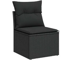 Sofa Sofos komplektas su pagalvėlėmis, 8 dalių, juodas, poliratanas