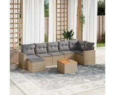 Sofa Sofos komplektas su pagalvėlėmis, 8 dalių, smėlio, poliratanas