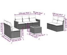 Sofa Sofos komplektas su pagalvėlėmis, 8 dalių, smėlio, poliratanas