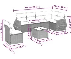 Sofa Sofos komplektas su pagalvėlėmis, 7 dalių, smėlio, poliratanas
