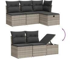 Sofa Sofos komplektas su pagalvėlėmis, 6 dalių, pilkas, poliratanas