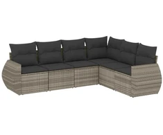 Sofa Sofos komplektas su pagalvėlėmis, 6 dalių, pilkas, poliratanas