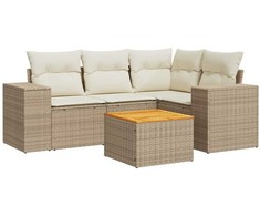 Sofa Sofos komplektas su pagalvėlėmis, 5 dalių, smėlio, poliratanas